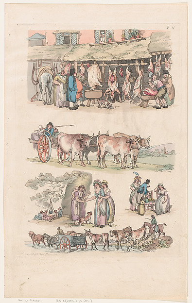 Plate 15, Outlines of Figures, Landscapes and Cattle...for the Use of Learners