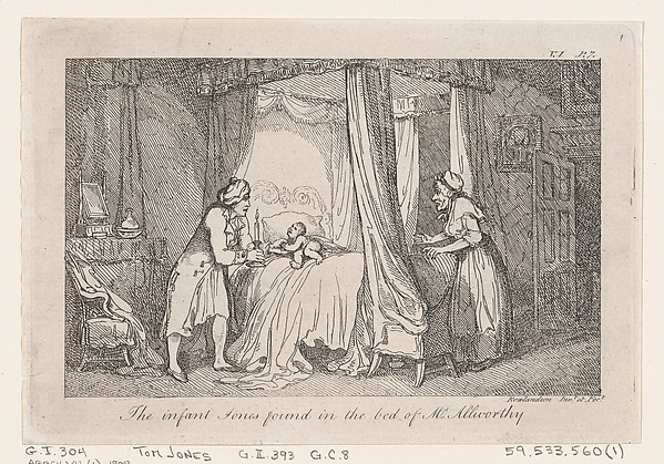 The infant Jones found in the bed of Mr. Allworthy, from "The History of Tom Jones, a Foundling"