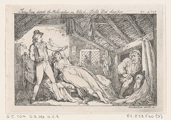 Tom Jones detects the Philsopher in Black Molls Bed Chamber, "The History of Tom Jones, a Foundling"