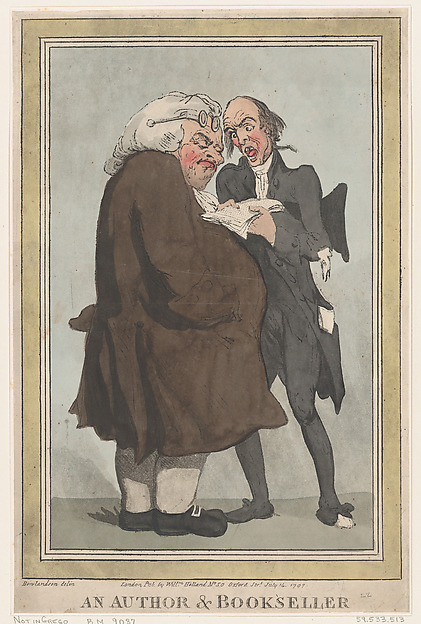 An Author & Bookseller, Thomas Rowlandson (British, London 1757â€“1827 London), Hand-colored etching