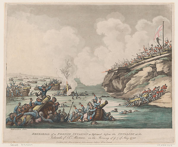 Rehearsal of a French Invasion as Performed before the Invalids at the Islands of St Marcou on the Morning of the 7th of May 1798