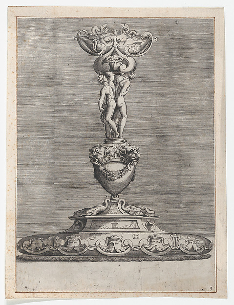 Candlestick with Two Ignudi on Top of a Vase with Lion Heads