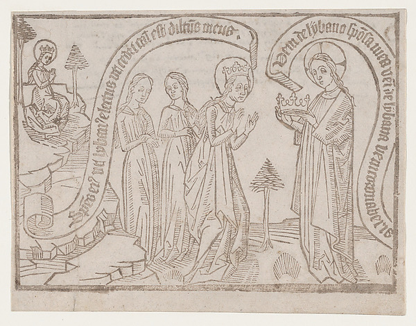 The Bridegroom Offering a Crown to the Bride from a Canticum Canticorum blockbook, 2nd edition
