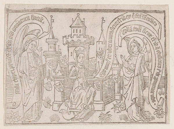 Thy Neck Is Like the Tower of David, illustration from a Canticum Canticorum blockbook, 2nd