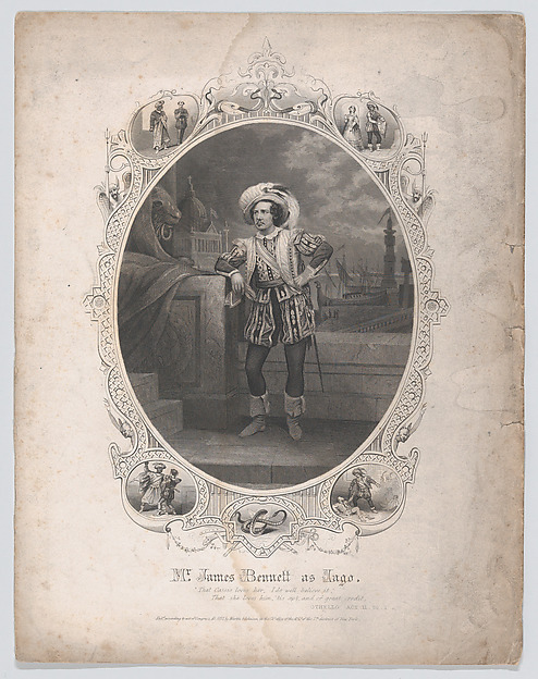 Mr. James Bennett as Iago: "That Cassio loves her, I do well believe it. That she love him, 'tis apt, and of great credit" (Othello, Act 3, Scene 4)