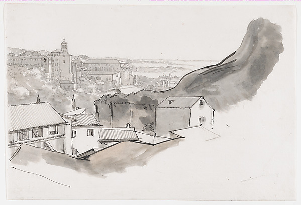 View of the Caelian Hill, Rome, with the church of Santi Giovanni e Paolo, seen from the Aventine, Rome