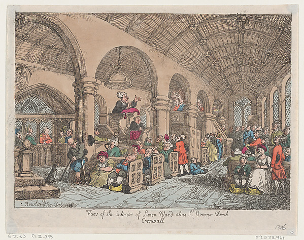 View of the Interior of Simon Ward Alias St Brewer Church Cornwall by Thomas Rowlandson, The Metropolitan Museum of Art