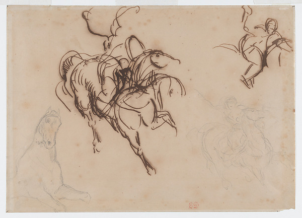 Studies of a Horse and Rider for "Heliodorus Driven from the Temple"