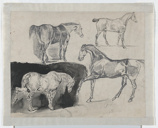 Four Studies of Horses (recto); Four Studies of Galloping Horses and Riders (verso)