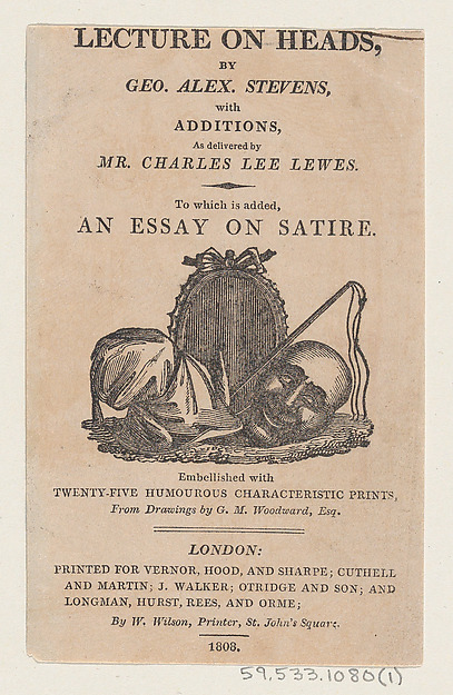Title page, from "A Lecture on Heads" by George Alexander Stevens