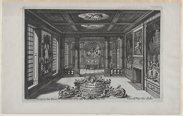Title Plate with a Cartouche Set in a Lavish Interior, from Nouveaux Liure da Partements, part of Œuvres du Sr. D. Marot