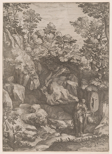 Mary Magdalen Repentant in the Wilderness by Cornelis Cort