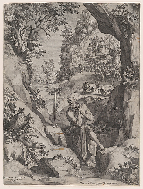 St Jerome Penitent in the Wilderness by Cornelis Cort