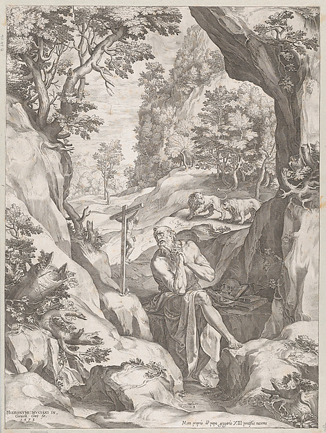 St Jerome Penitent in the Wilderness by Cornelis Cort