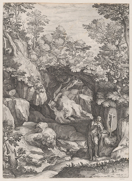 Mary Magdalen Repentant in the Wilderness by Cornelis Cort