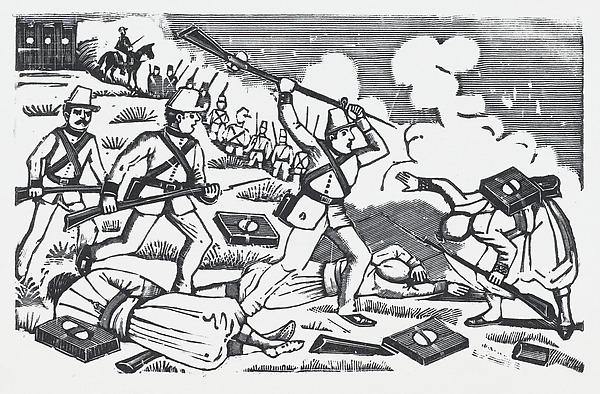 A soldier raising his rifle to stab the enemy (The Fifth of May)