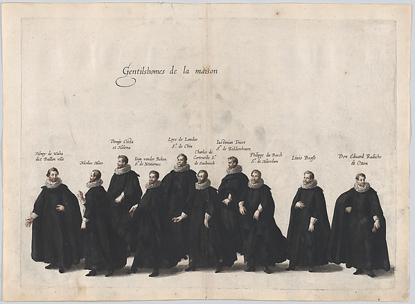 Plate 24: Gentlemen of the house marching in the funeral procession of Archduke Albert of Austria; from 'Pompa Funebris ... Alberti Pii'