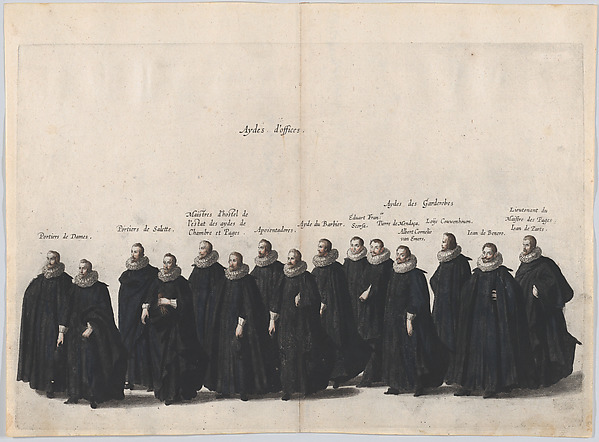 Plate 19: Aides marching in the funeral procession of Archduke Albert of Austria; from 'Pompa Funebris ... Alberti Pii'
