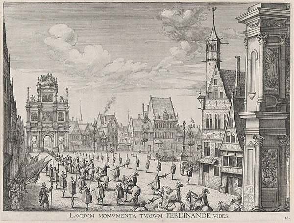 Plate 18: Procession of the Spanish Prince Ferdinand into the city of Ghent, January 28, 1635; from Guillielmus Becanus's 'Serenissimi Principis Ferdinandi, Hispaniarum Infantis...'