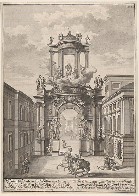 Triumphal arch erected by the foreign merchants of Vienna for the marriage of Joseph I in 1699; from 'Entwurff einer historischen Architectur ...'