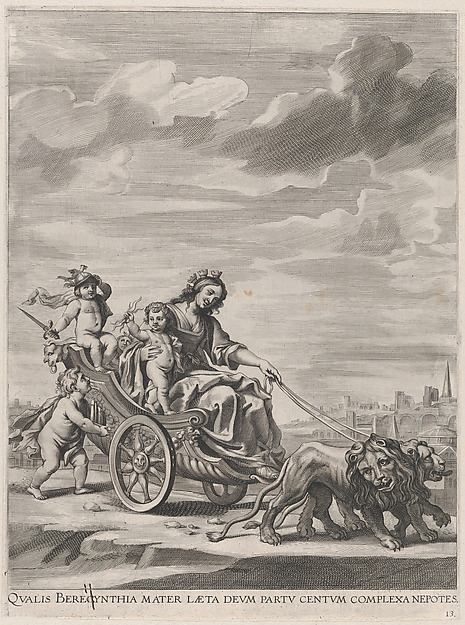 Plate 13: Cybele in her chariot, drawn by lions; from Guillielmus Becanus's 'Serenissimi Principis Ferdinandi, Hispaniarum Infantis...'