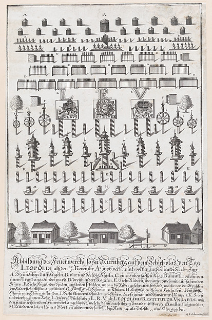 Plan for the fireworks display in honor of Emperor Leopold, Nuremberg, November 15, 1686 by G.I. Schneider, The Metropolitan Museum of Art