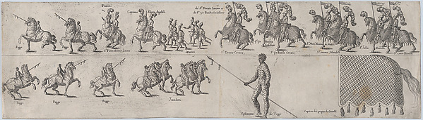 Plate depicting Donato Carcano, from a series of twelve showing knights and their attendants dressed for a tournament (plate 3)