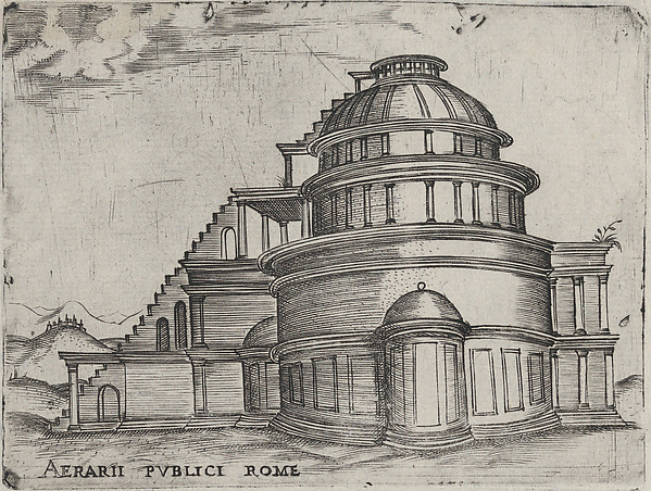 Aerarii Publici Rome, from a Series of 24 Depicting (Reconstructed) Buildings from Roman Antiquity