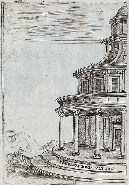 Teatrum Bordeos [Transitorium Caesaris in later editions], from a Series of Prints depicting (reconstructed) Buildings from Roman Antiquity