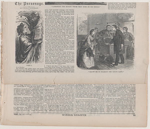 "Allow Me to Examine the Young Lady" (from "The Mistress of the Parsonage," in "Harper's Weekly")