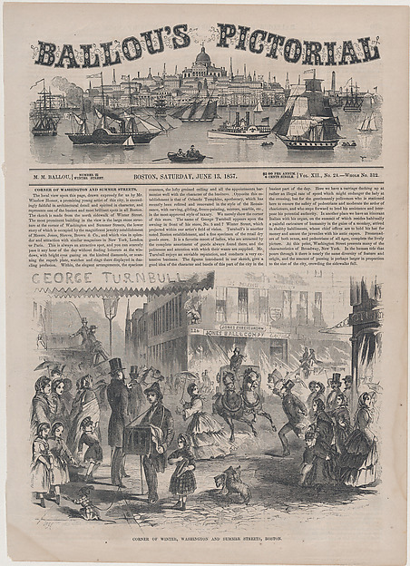 Corner of Winter, Washington and Summer Streets, Boston (Ballou's Pictorial Drawing Room Companion, Vol. XII)
