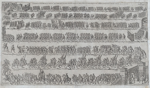 The entry of Marcantonio Colonna and the Christian army in Rome after victory at the battle of Lepanto, December 11, 1571