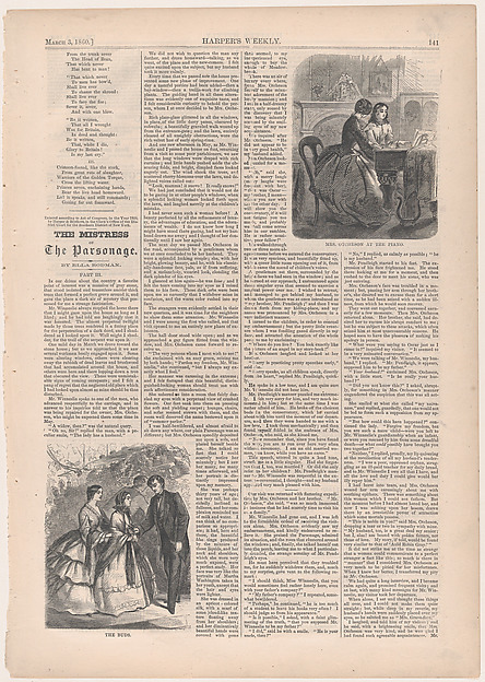 Mrs. Otcheson at the Piano, and The Buds (from "The Mistress of the Parsonage," in "Harper's Weekly")