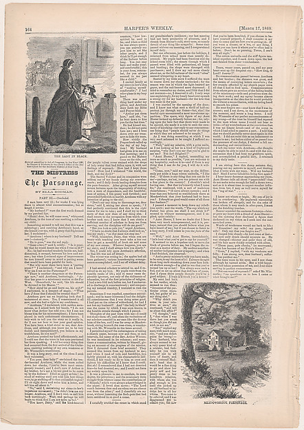 The Lady in Black, Meadowbrook Parsonage (from "The Mistress of the Parsonage," in "Harper's Weekly")