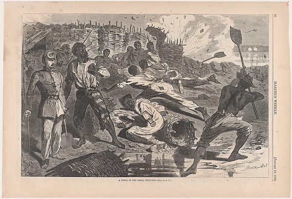 A Shell in Rebel Trenches (from "Harper's Weekly," Vol. VII)