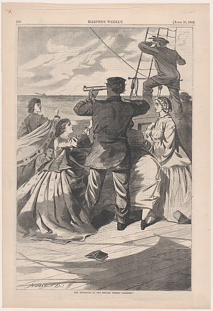 The Approach of the British Pirate "Alabama" (from "Harper's Weekly," Vol. VII)