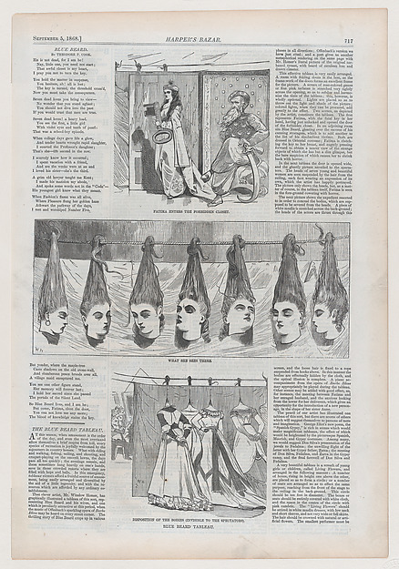 Blue Beard Tableau: Fatima Enters the Forbidden Court; What She Sees There; Disposition of the Bodies (Invisible to the Spectators) (from "Harper's Bazar," Vol. I)