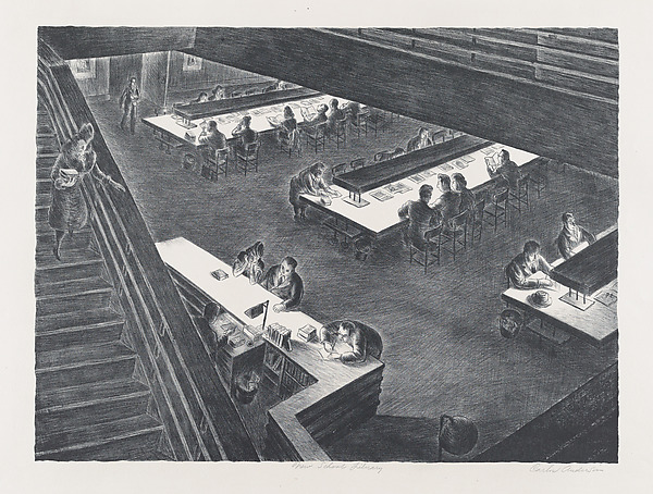 New School Library, Carlos Anderson (American, born 1905), Lithograph