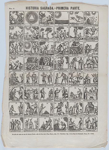 Broadside with 48 scenes illustrating passages of holy scripture (Part I)