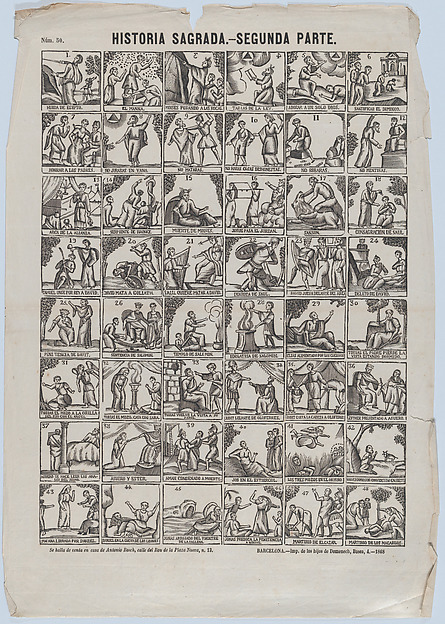 Broadside with 48 scenes illustrating passages of holy scripture (Part II)