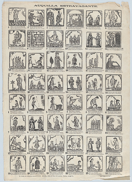Broadside with 48 extraordinary scenes