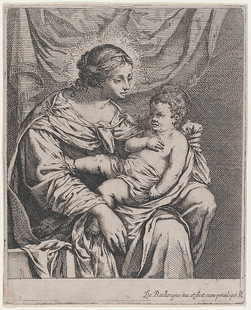 Madonna and Child before a Curtain by Louis de Boullogne the Elder
