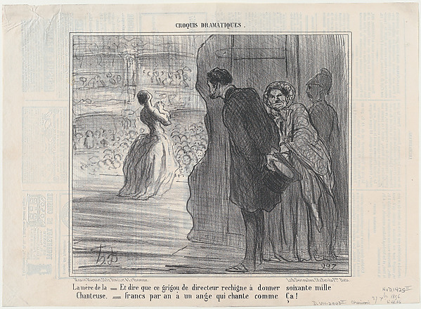 La mère de la chanteuse, from Croquis Dramatiques, published in Le Charivari, december 27, 1856