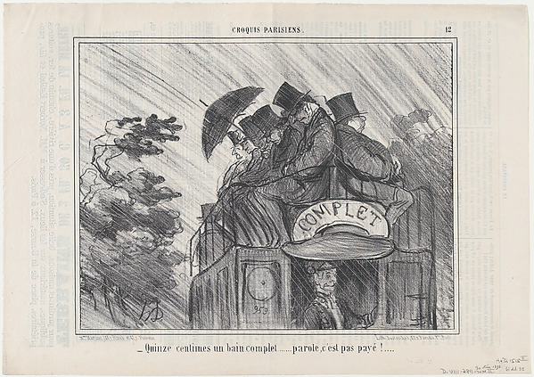Quinze centimes un bain complet..., from Croquis Parisiens, published in Le Charivari, August 30, 1856