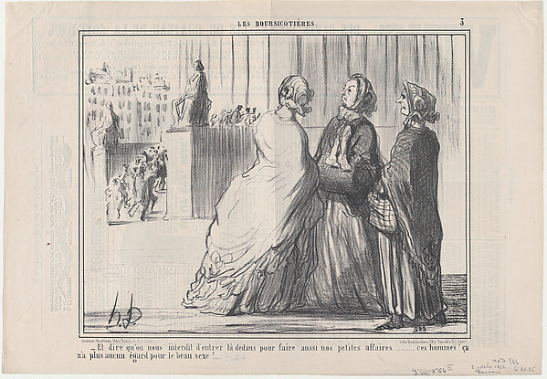 Et dire qu'on nous interdit d'entrer..., from Les Boursicotières, published in Le Charivari, October 2, 1856
