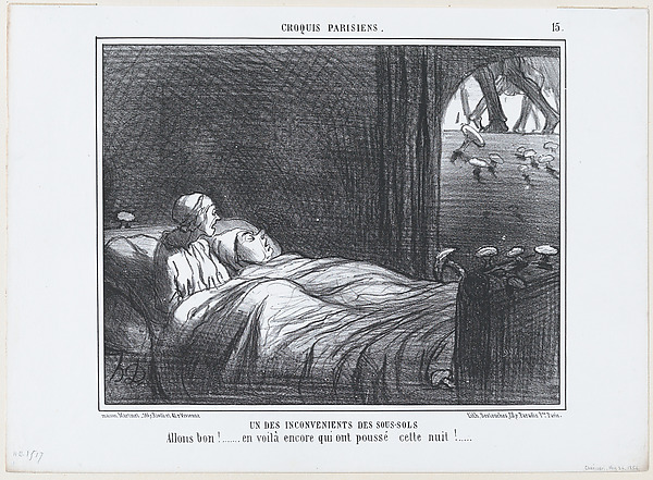 Un des inconvénients des sous-sols, from Croqius Parisiens, published in Le Charivari, November 26, 1856