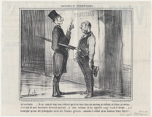 Mr. Vautour: –Je ne saurais trop..., from Locataires et Propriétaires, published in Le Charivari, October 20, 1856