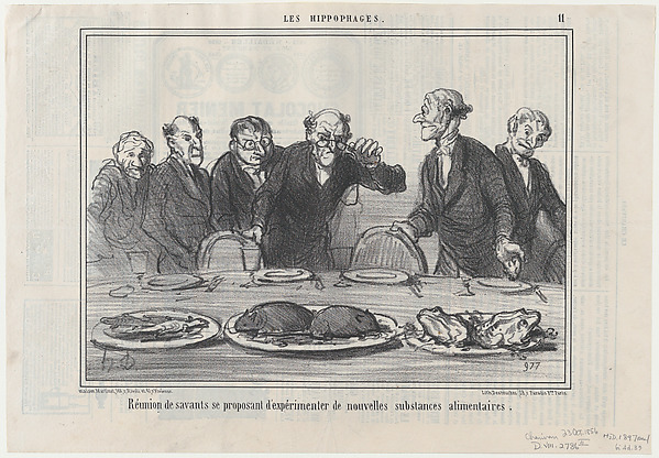 Réunion de savants se proposant..., from Les Hippophages, published in Le Charivari, October 23, 1856
