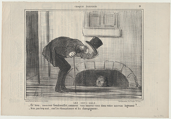 Les Sous-Sols, from Croqius Parisiens, published in Le Charivari, December 2, 1856