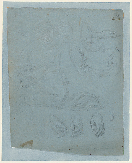 Studies for the Virgin and Saints in the Nativity (interior of shutter of the organ in Milan Cathedral) by Giovanni Ambrogio Figino